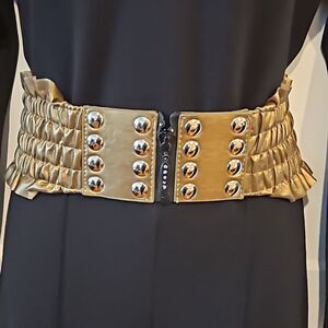 Metalic Gold Vintage Stretch Belt Waist 27"-32
